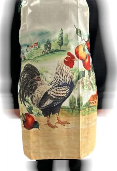 avental com desenho de galinhas